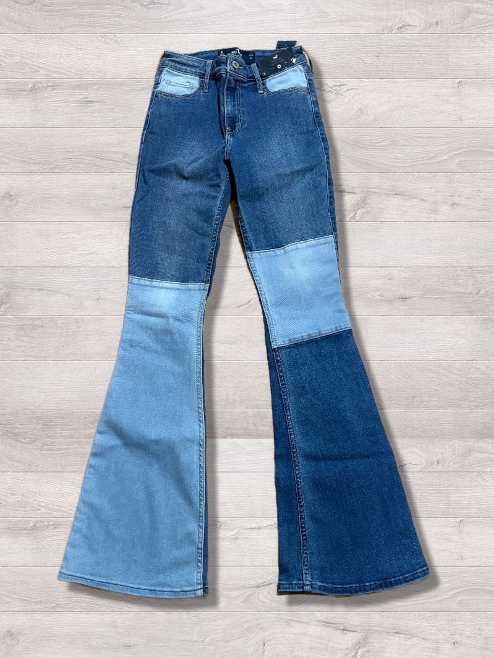 NEW Hollister High Rise Vintage Flare Patchwork Jeans Festival 1R 25 x 31